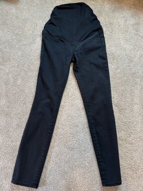 Madewell Maternity Skinny Jeans Size 25 Black Over Belly Adjustable Waist Denim